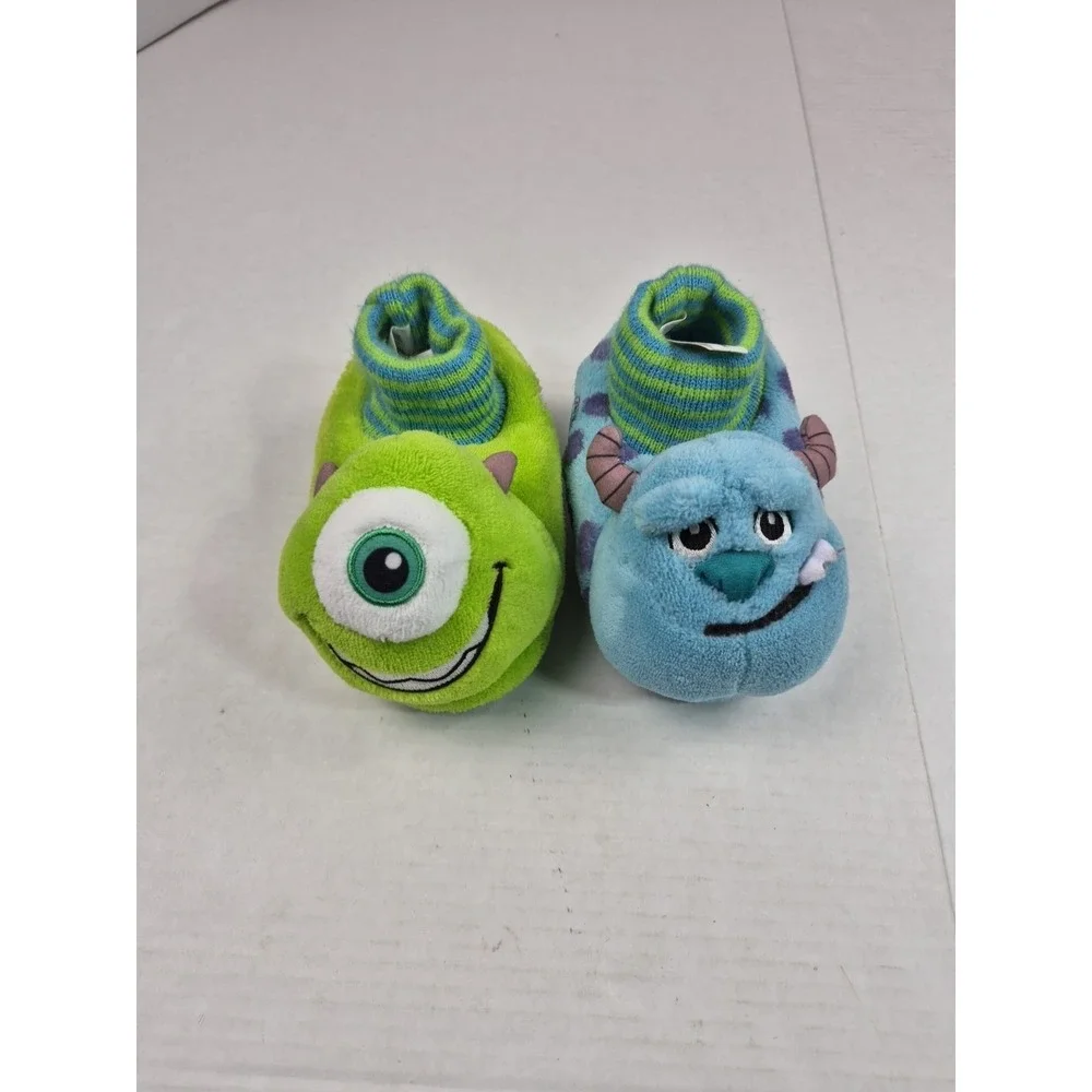 Monsters Inc Toddler Boys‎ Slippers Size 7-8 Mike Sullivan Sully Fuzzy Grippers